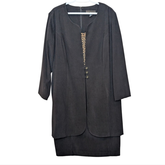 Vintage Women Sophisticate Plus Size 20 Women's Layered Black Leopard Dress - Picture 1 of 10
